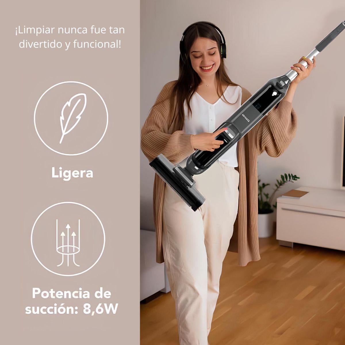Aspiradora Trapeadora Vertical Aiwa Inalámbrica Awamx6 Negra-4