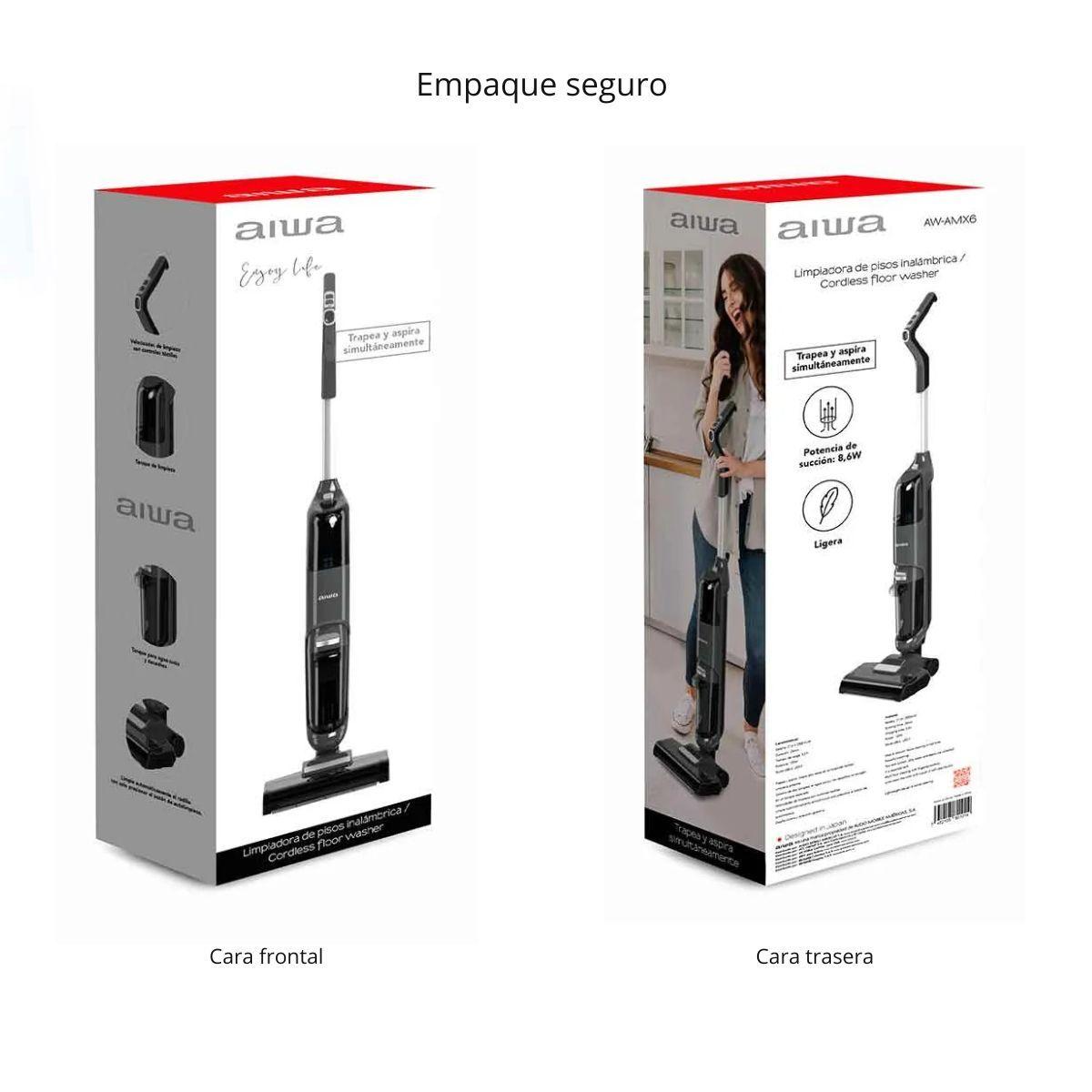 Aspiradora Trapeadora Vertical Aiwa Inalámbrica Awamx6 Negra-6