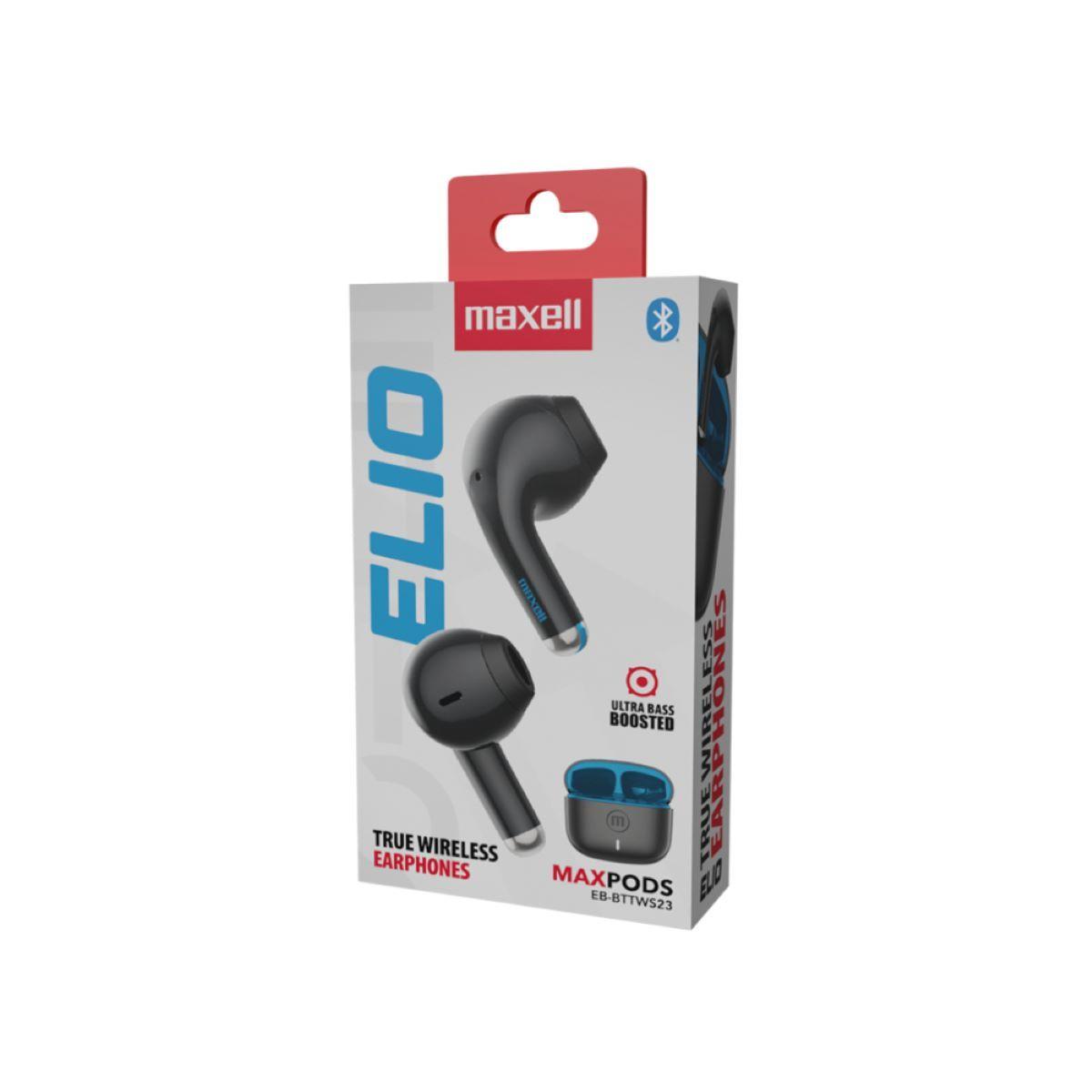 Audífonos Bluetooth Maxell ELIO 12Hrs Negro Y Azúl-2