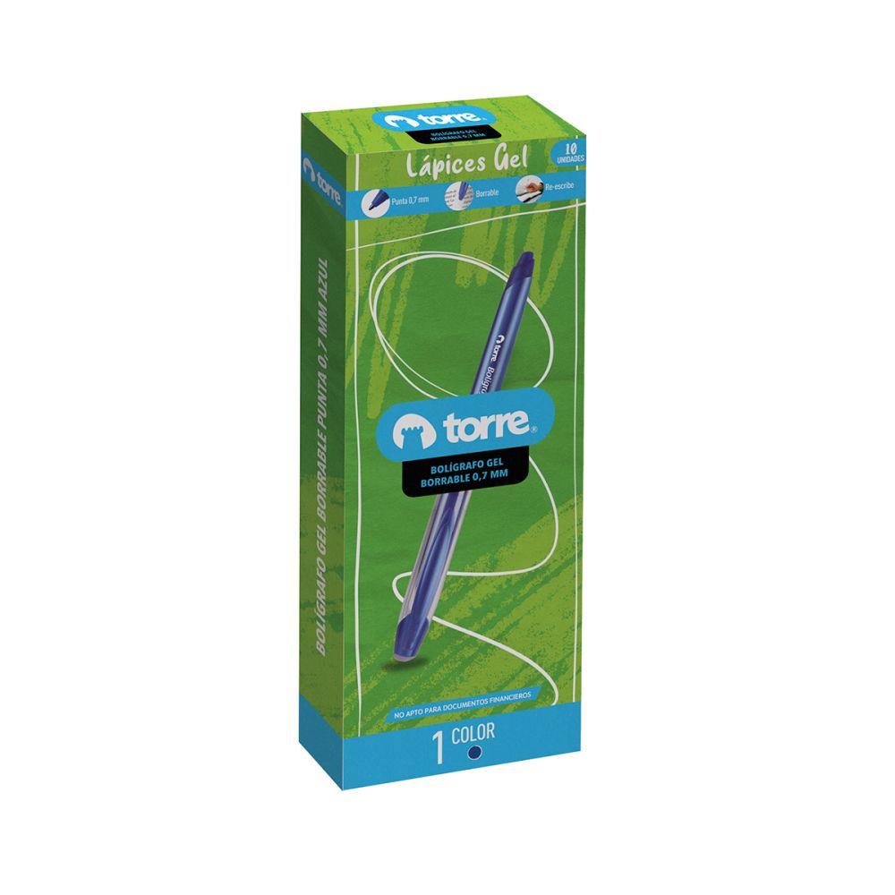 Torre Bolígrafo Gel Borrable Azul x10ud-2