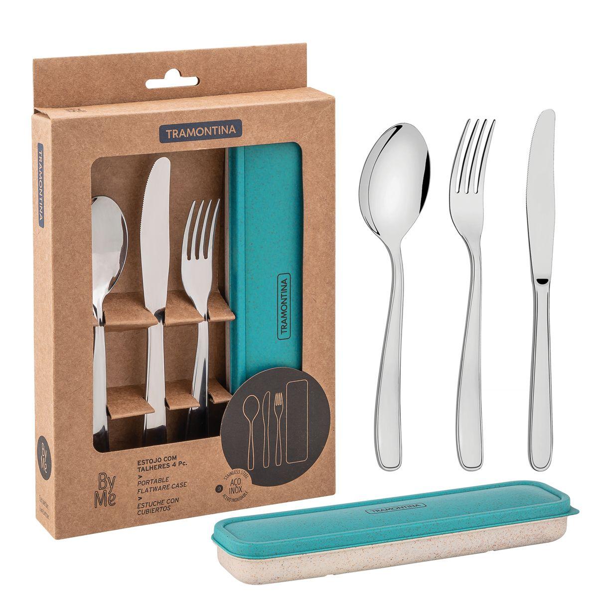Juego de Cubiertos Individual Tramontina 4 Piezas Turquesa-0