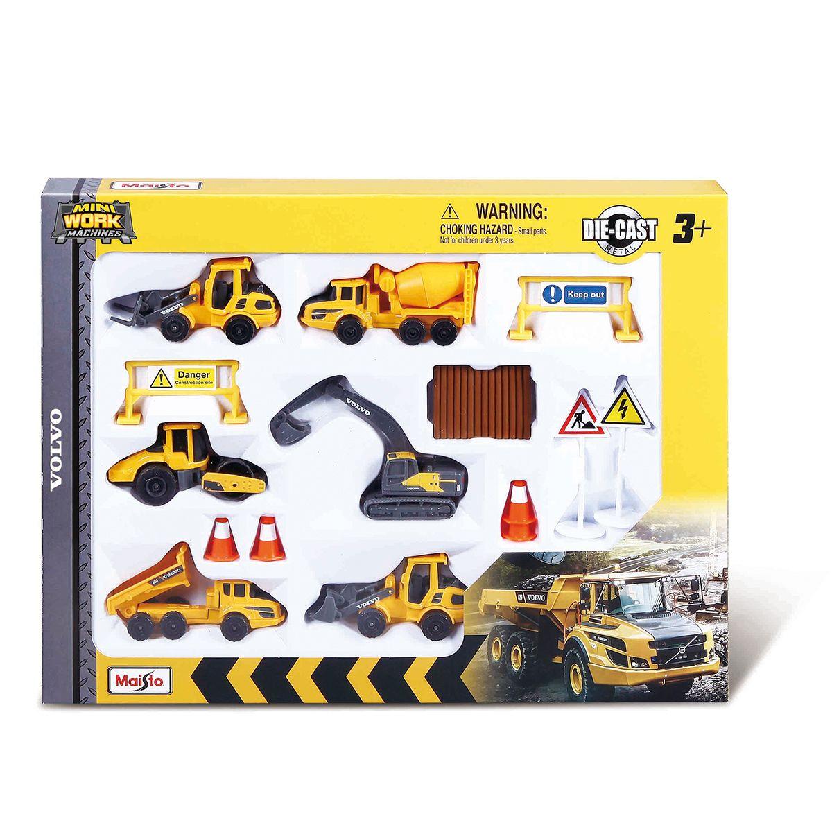 Pack 6 Maquinas De Juguete + Accesorios Volvo Maisto-0