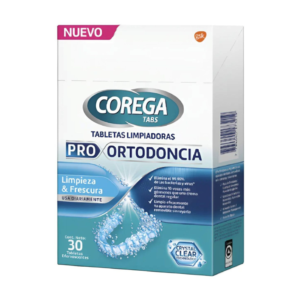 Tabletas Limpiadoras Corega Pro Ortodontics 30 Tabletas-0