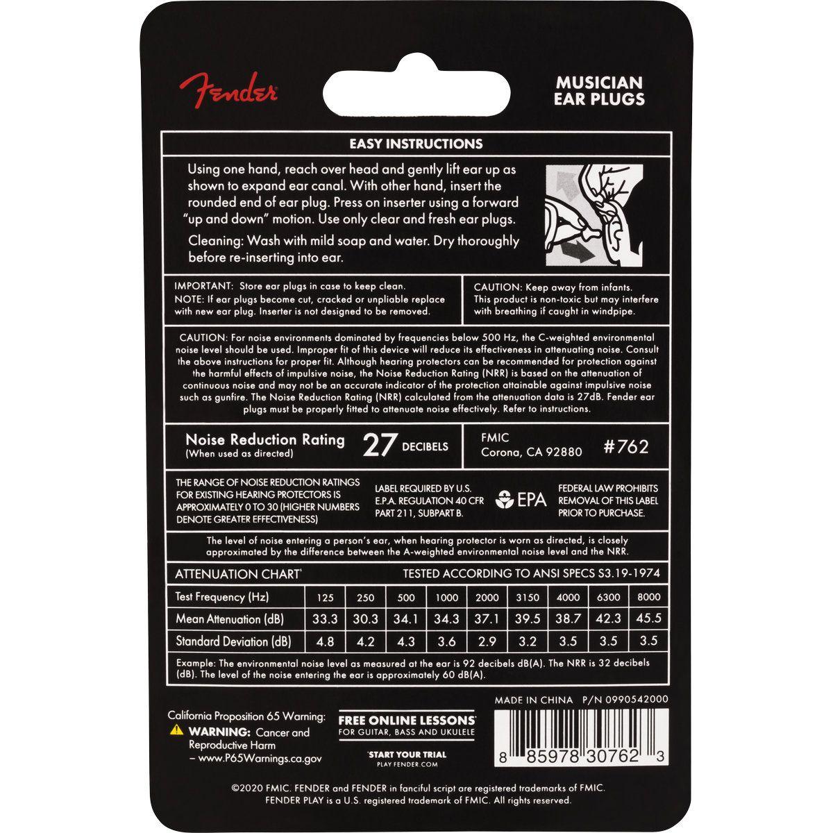 Tapones para los oídos Fender Musician Series Black-3