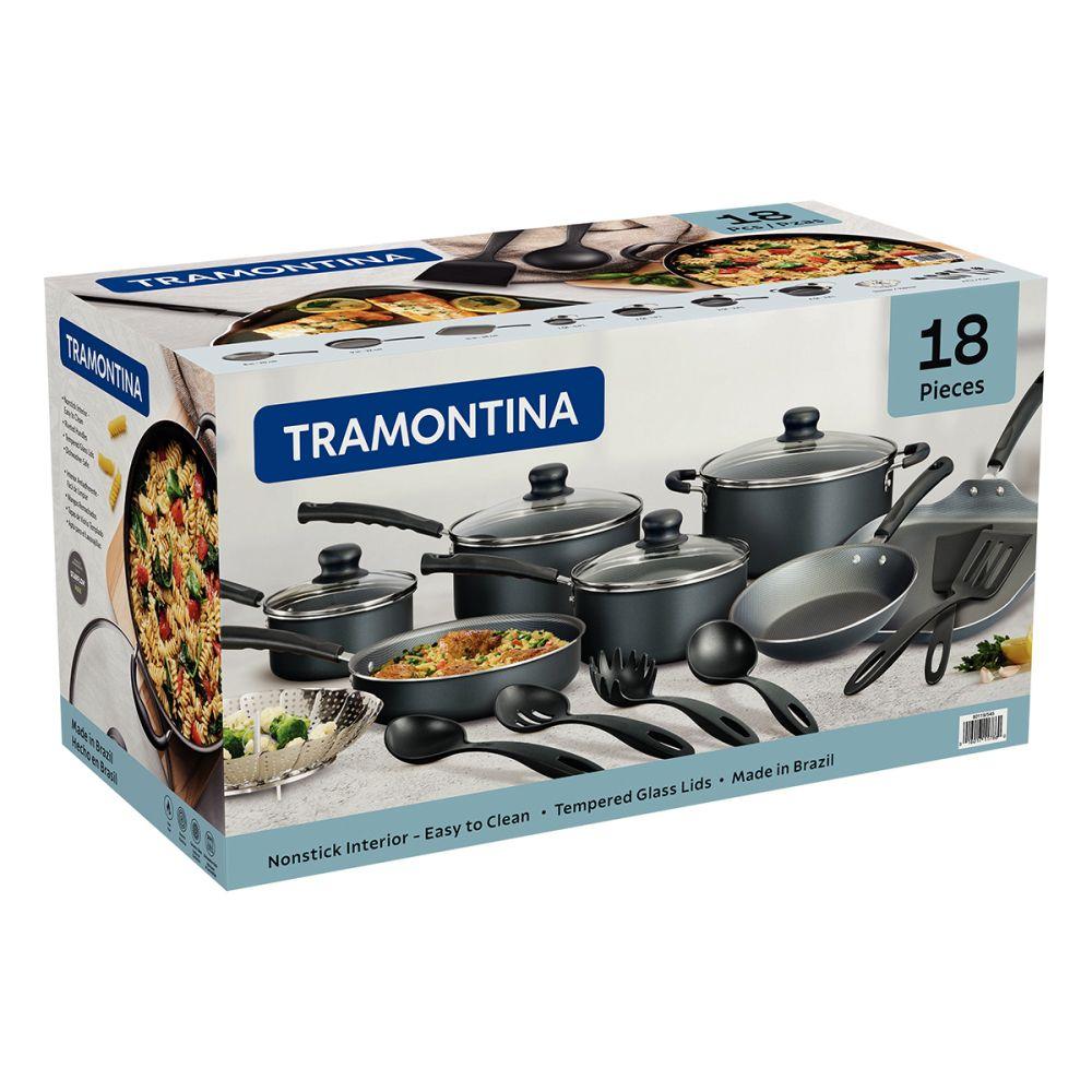Batería De Cocina Juego De Ollas Tramontina 18 piezas Gris-1