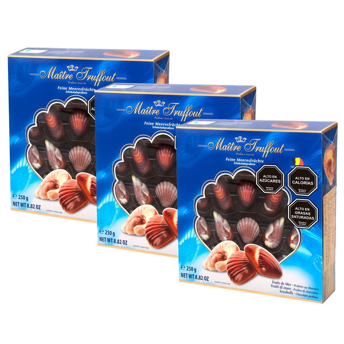 Pack 3 Chocolate Bombón Fruto del mar azul 250 gr.-0