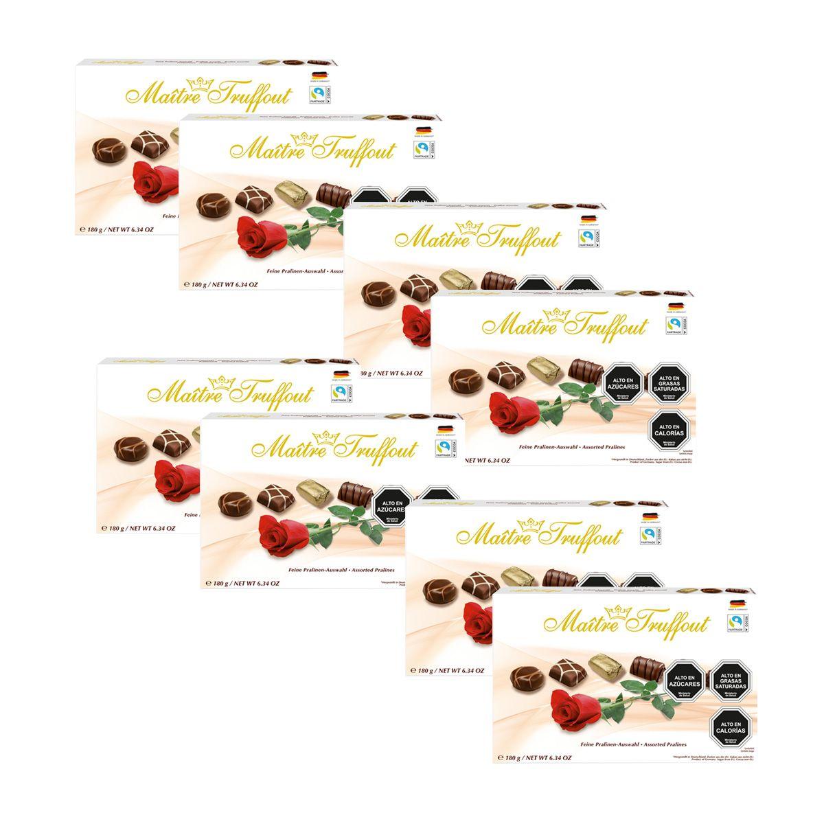 Pack 8 Estuches Pralines Maitre Truffout Surtidos Rosa 180g-0