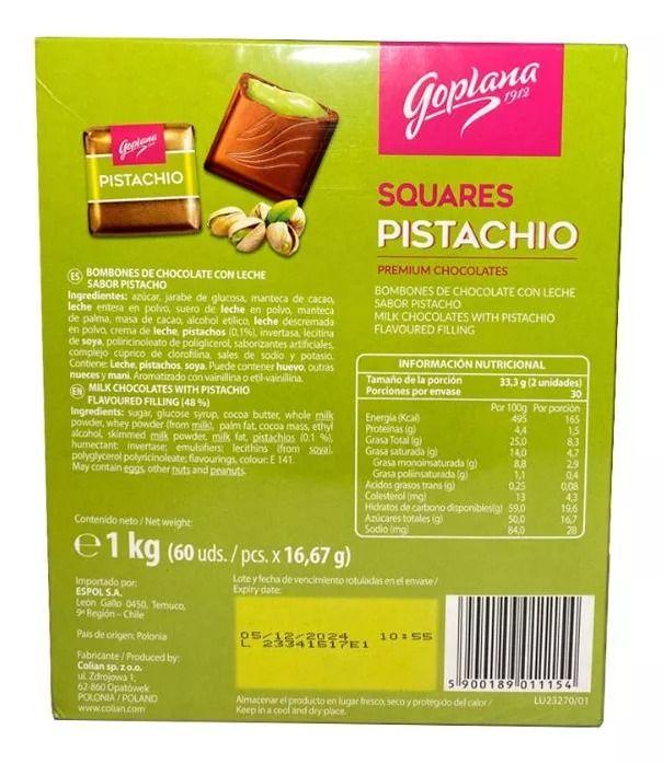 Pack 4 Cajas Bombon Chocolate Goplana 1 Kg Sabor Pistacho-3