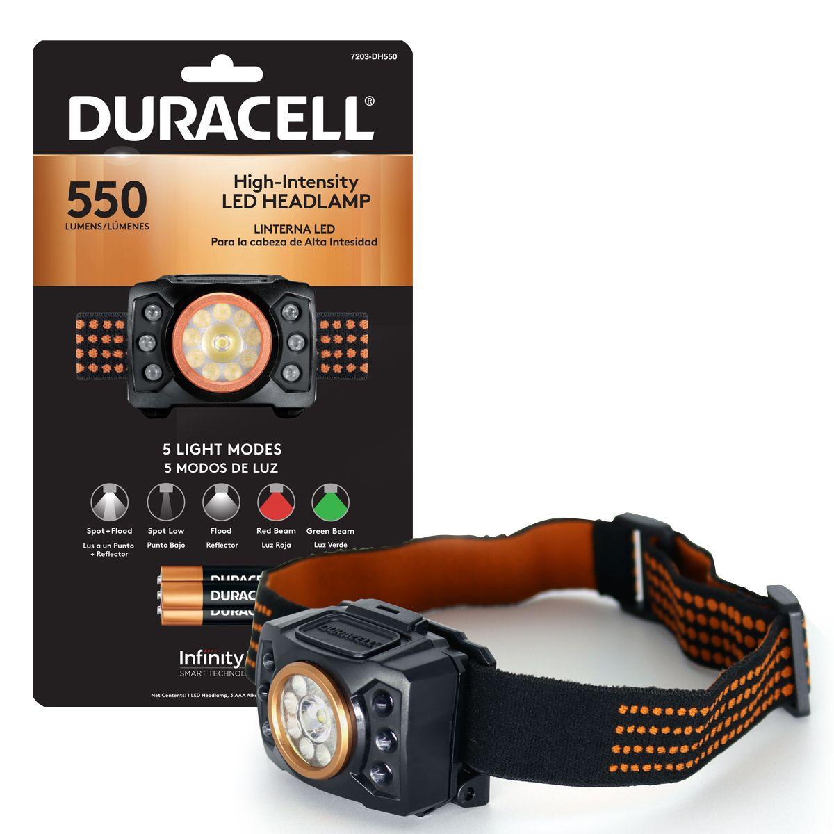 Linterna de cabeza Duracell manos libres 550 lumen +3AAA-0