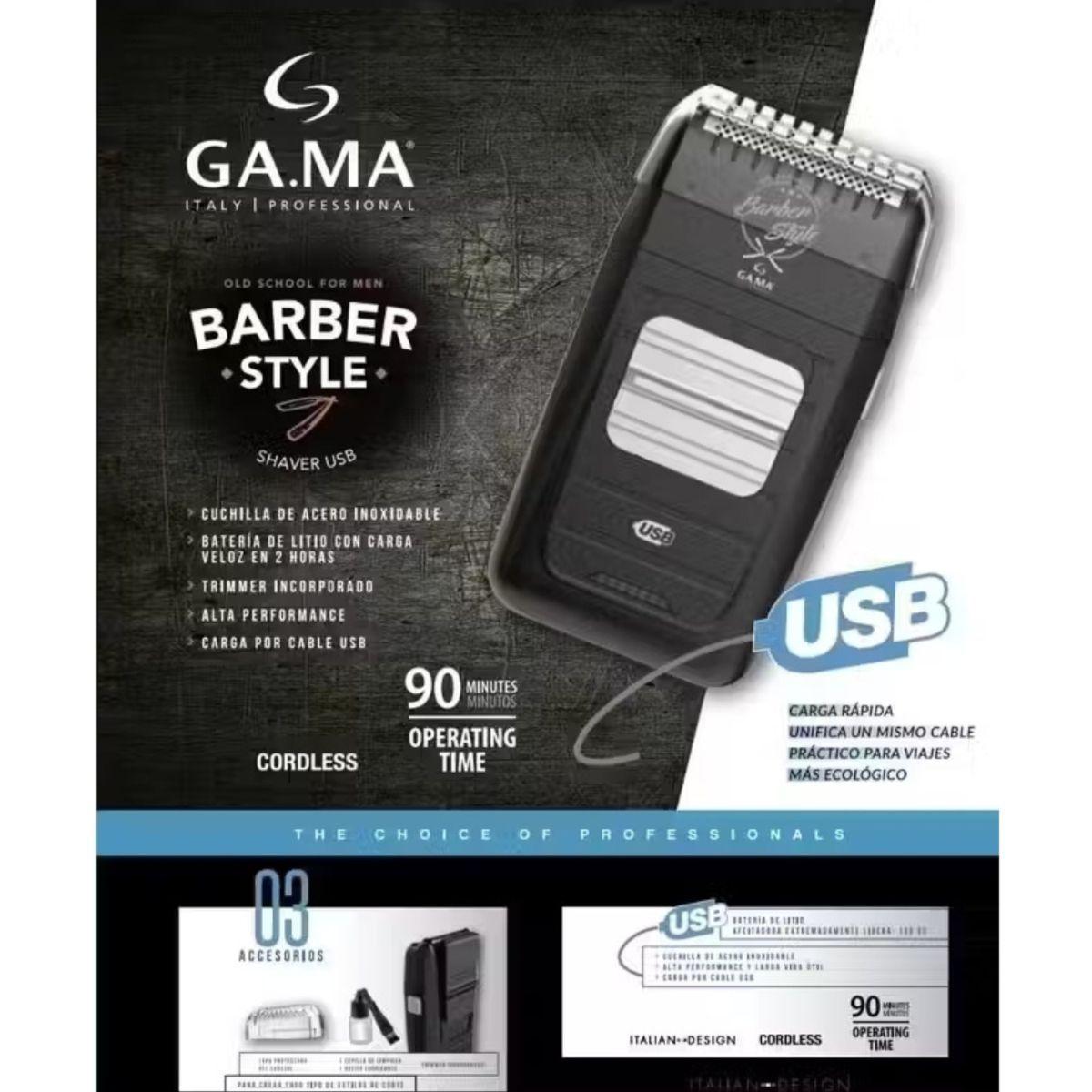 Afeitadora Gama Shaver Barber Style Carga Rápida Usb-1