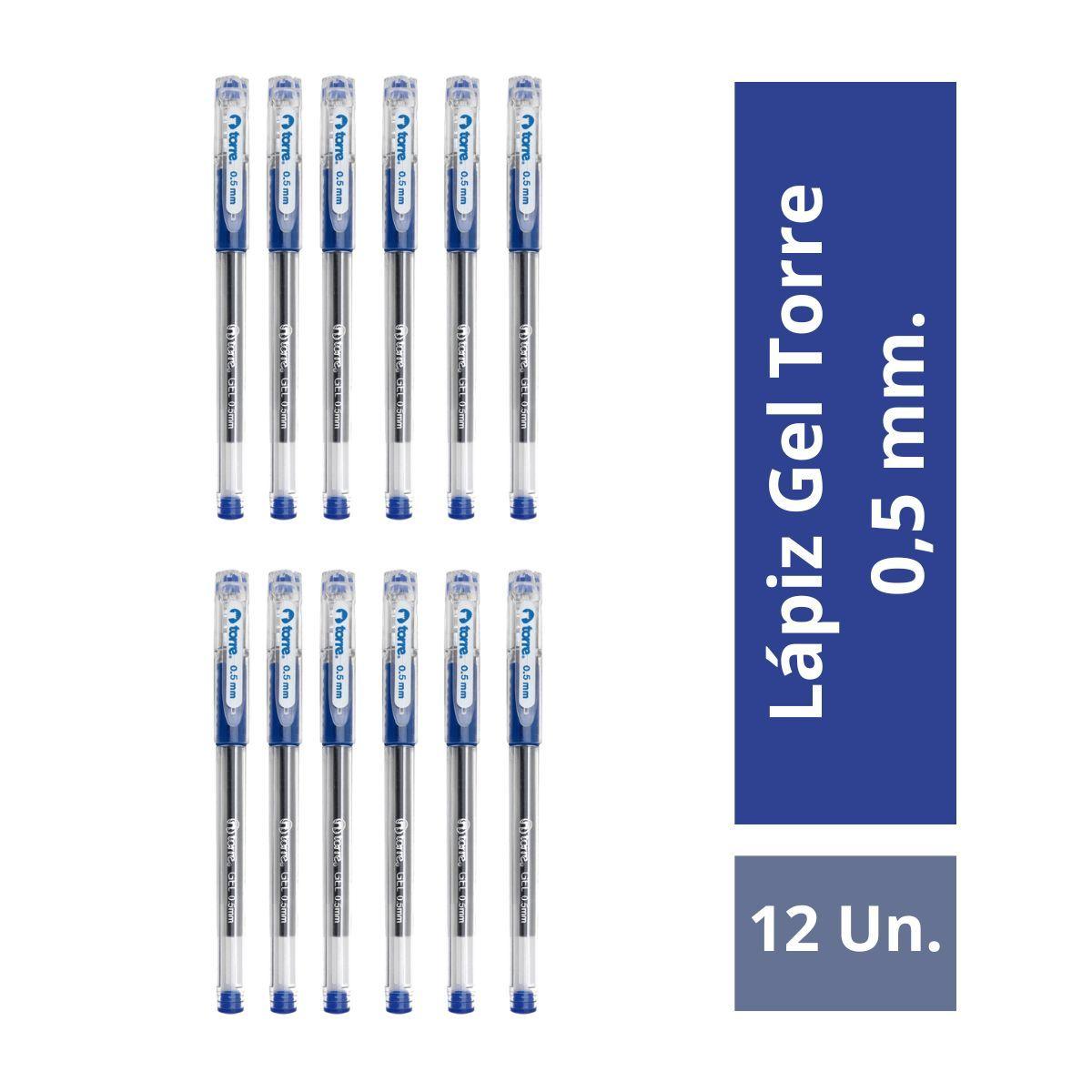 Torre Lápiz Gel 0,5mm Azul x12ud-1
