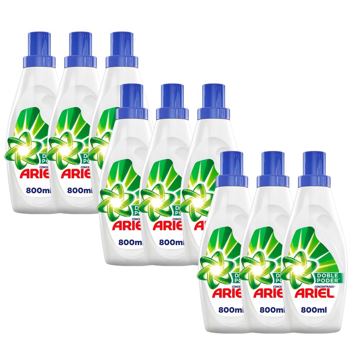 Pack 9 Detergente Líquido Ariel Doble Poder 800ml-0