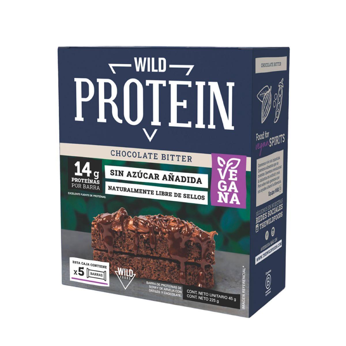 Wild Protein Vegana Chocolate Bitter 5 Unidades-0