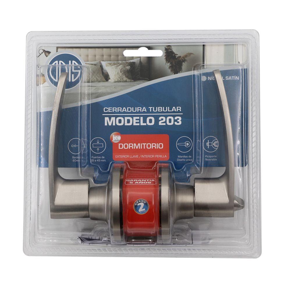 Odis Cerradura Tubular Con Manilla 203 Dormitorio Níquel-4