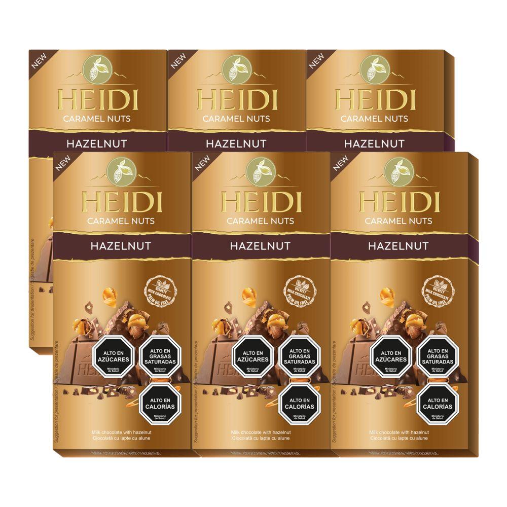 Pack 6 Tableta De Chocolate Heidi Caramel Nuts Hazelnuts 80g-0