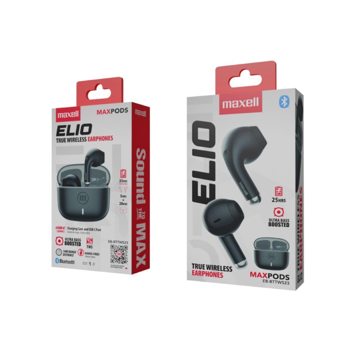 Audífonos Bluetooth Maxell ELIO 12Hrs Negro Y Gris-2