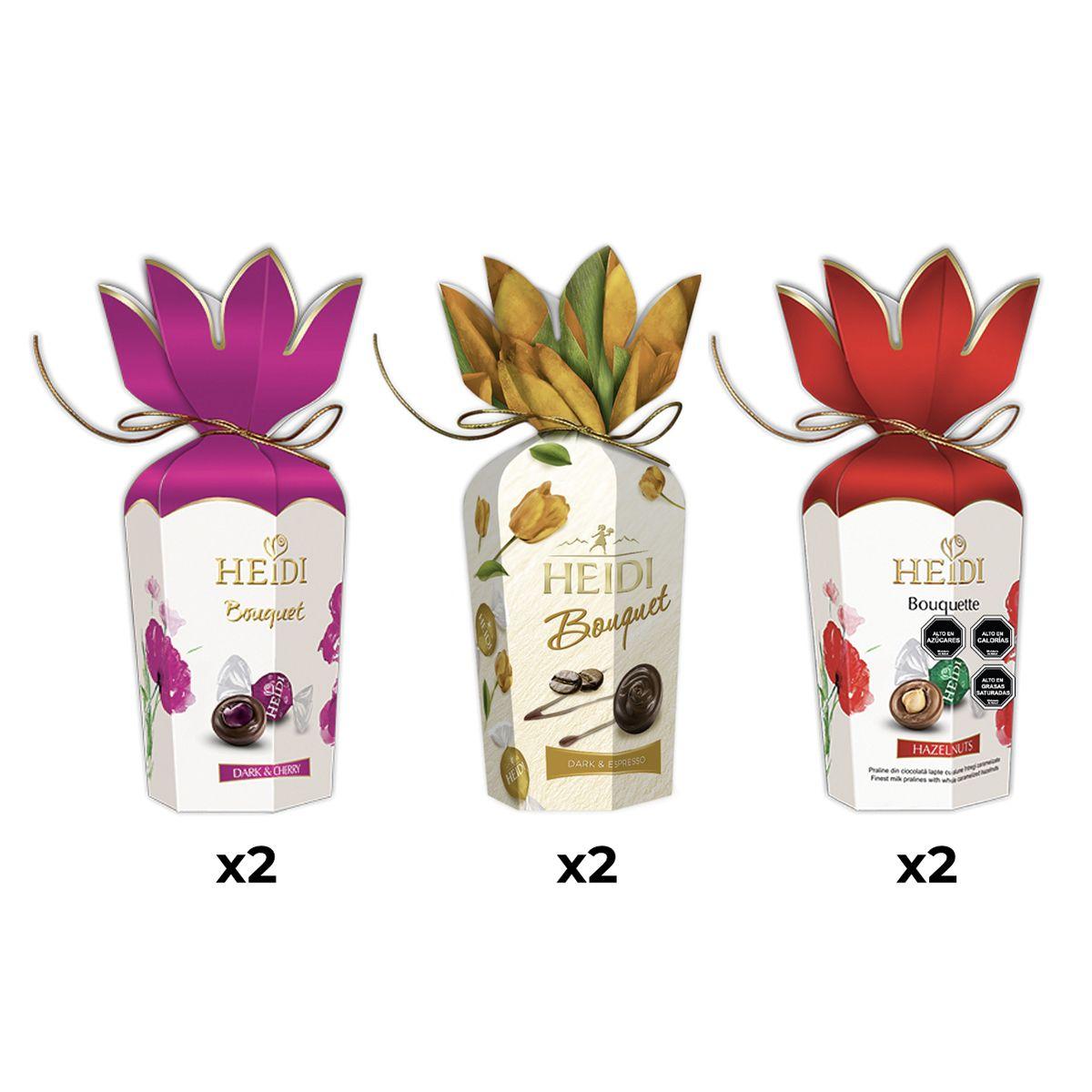 Pack 6 Chocolates Bombón Heidi bouquette Flower surtido120g-0