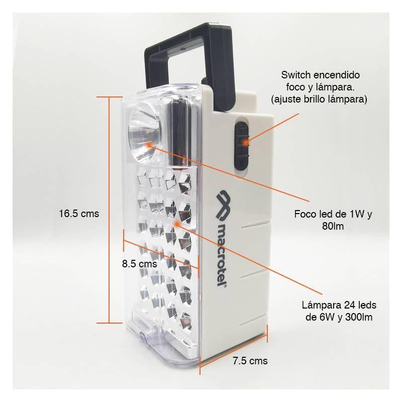 Luz de emergencia Macrotel 24 led y foco led con radio-1