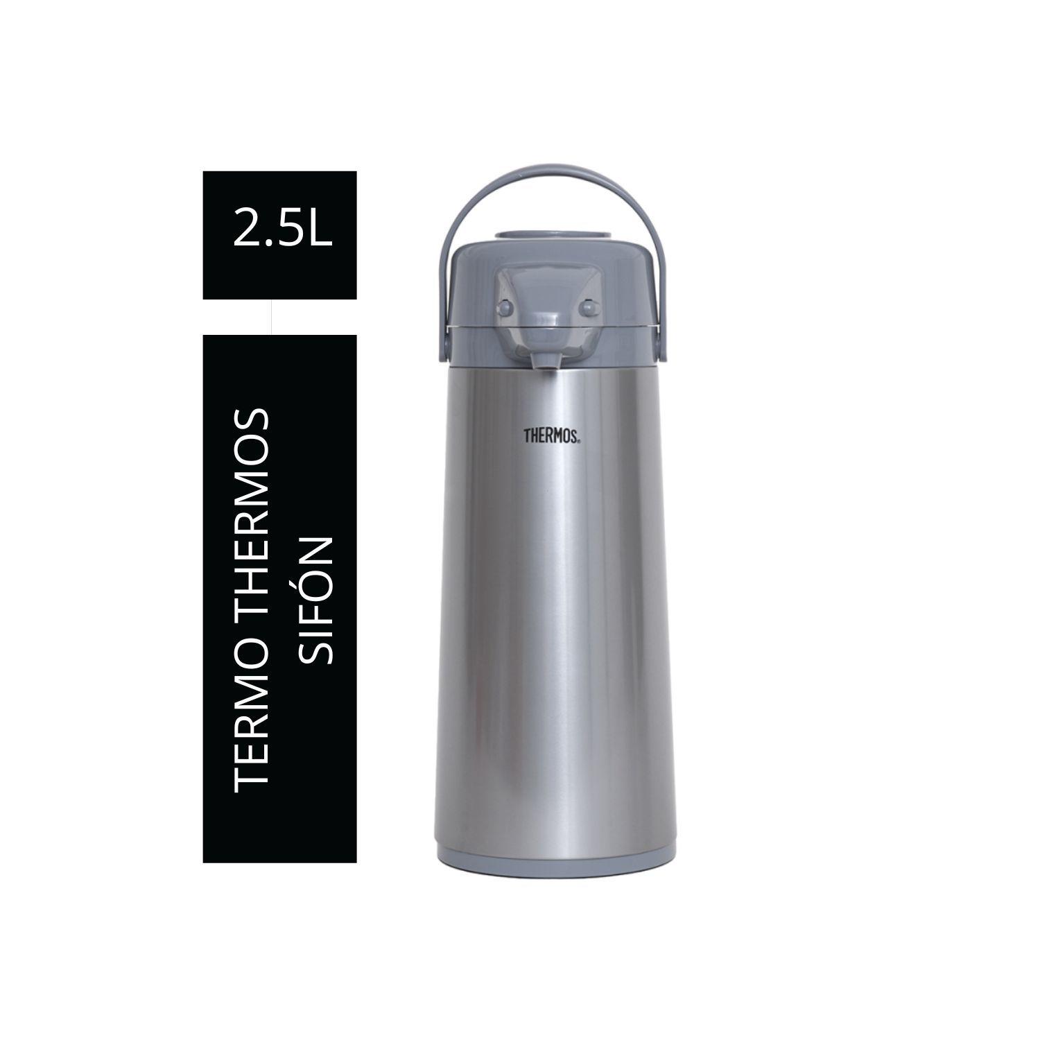 Termo Sifón Thermos Vidrio 2.5 Litros Push Style Gris-1