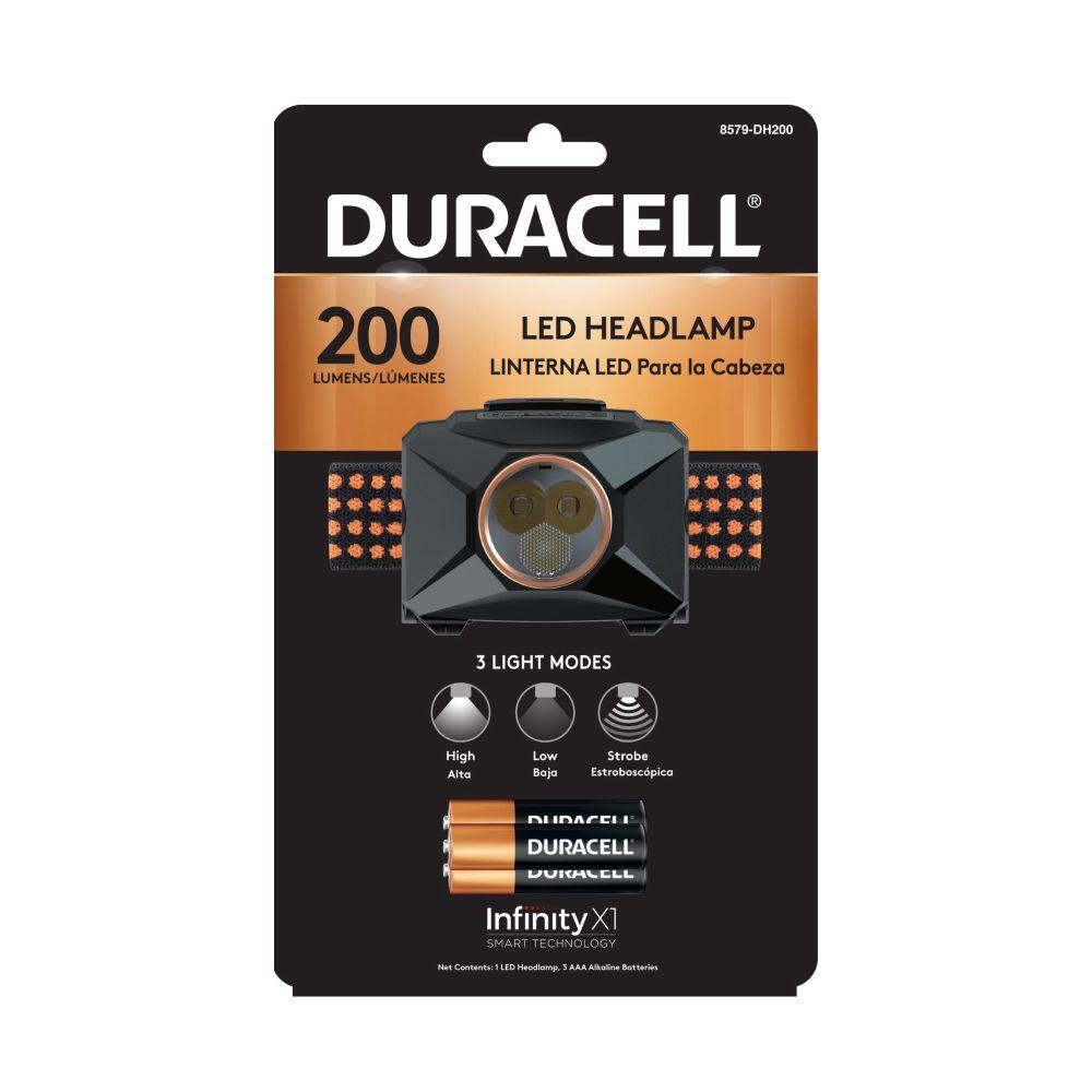 Linterna de cabeza Duracell manos libres 200 lumen +3AAA-3