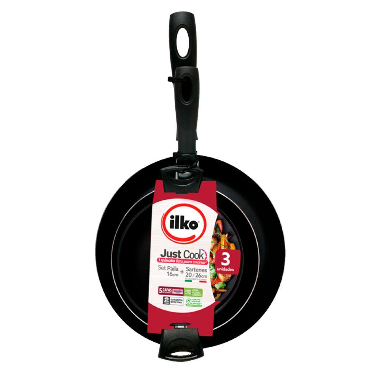 Ilko Pack Sartenes 20 + 26 + Paila Antiadherente Rojo-1