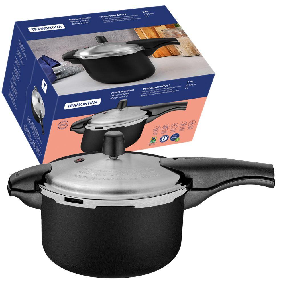 Olla A Presión Tramontina Vancouver 6 Litro 24cm Negro-2