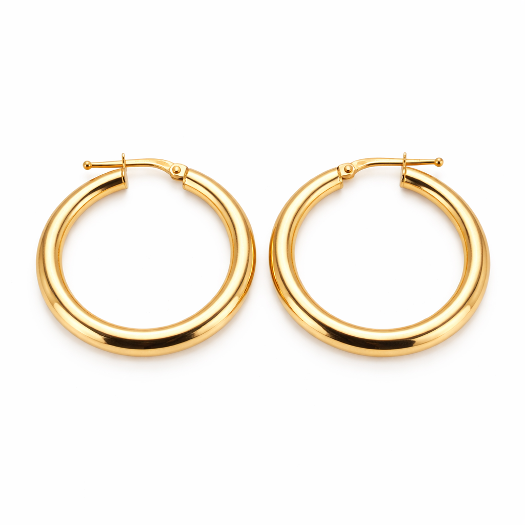 Aro Argolla Tubo Oro Amarillo 18K-1