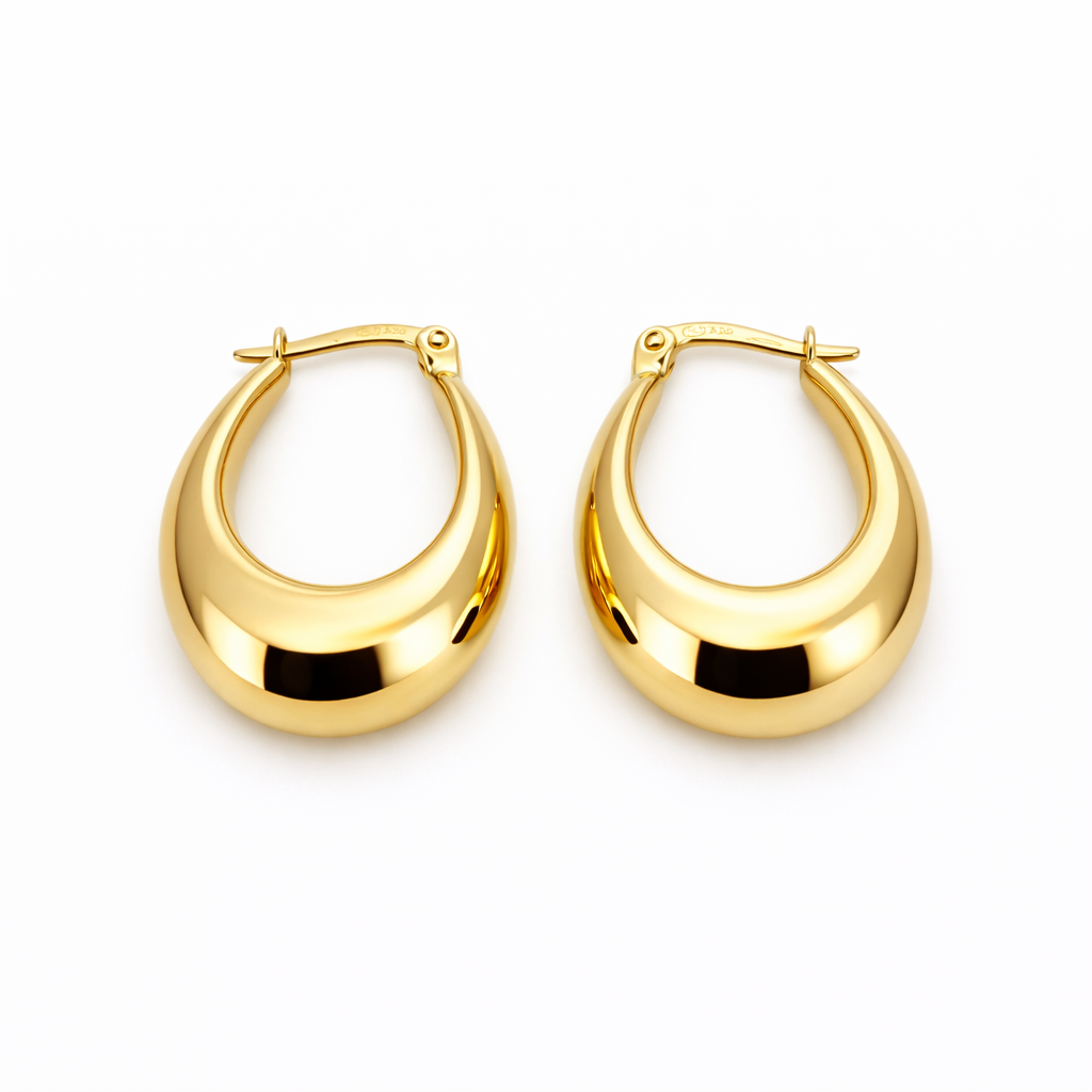 Aros Argolla Bote Mediana Oro Amarillo 18K-1