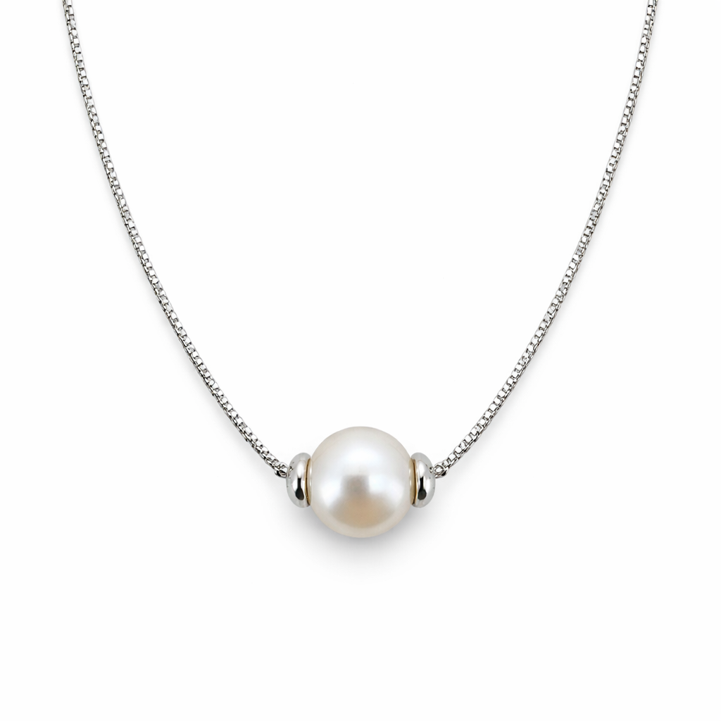 Collar Perla 7mm Oro Blanco 18K-0