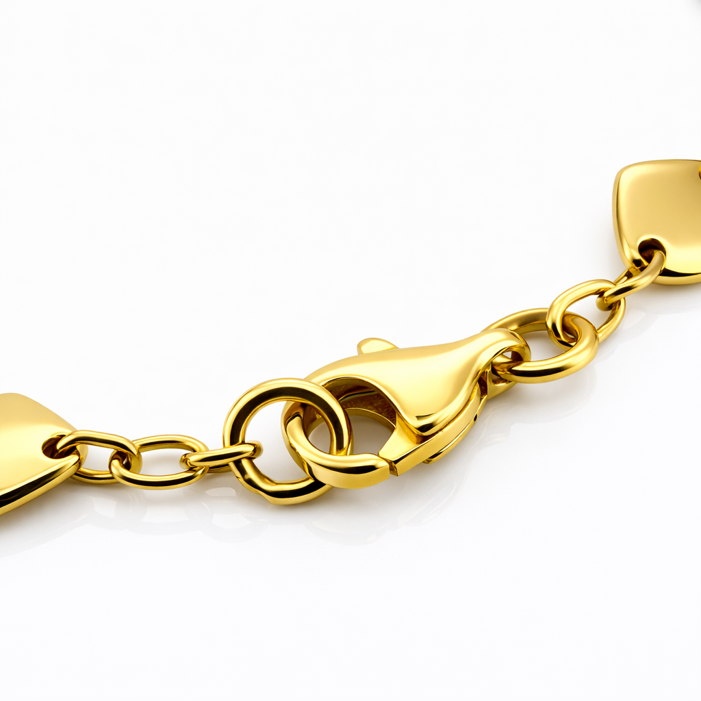 Pulsera con Detalles Romboidales Bicolor Oro Amarillo 18K-2