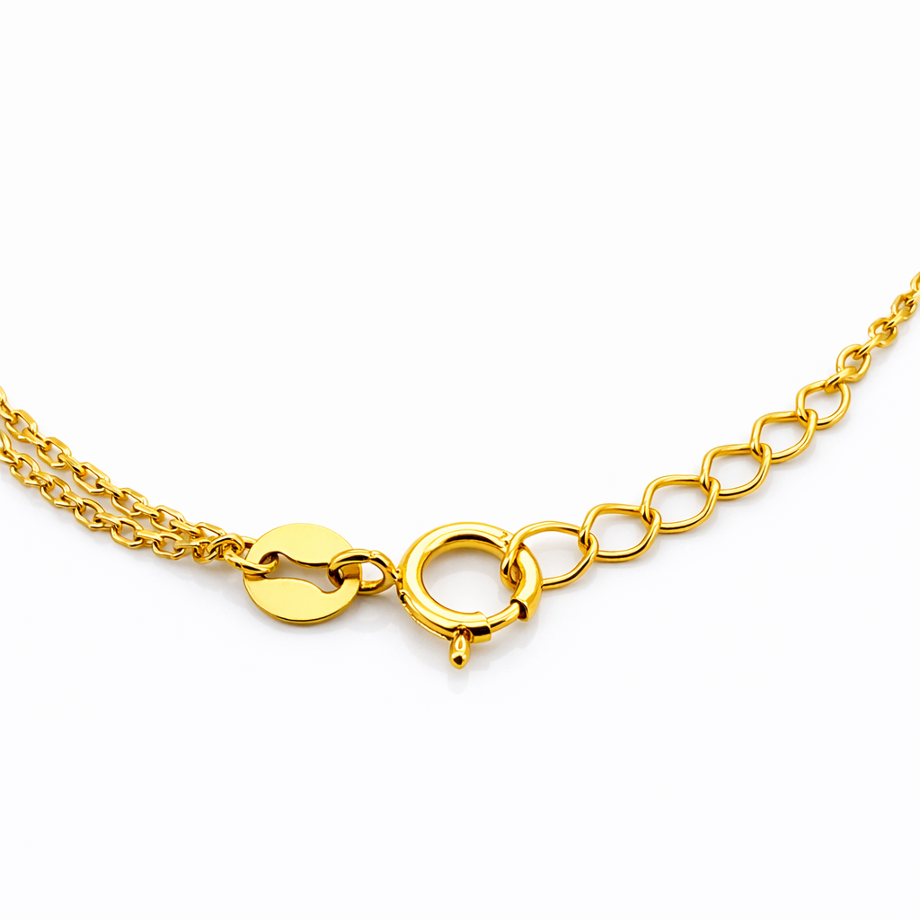 Pulsera Doble Cadena 6 Granos Oro Amarillo 18K-3