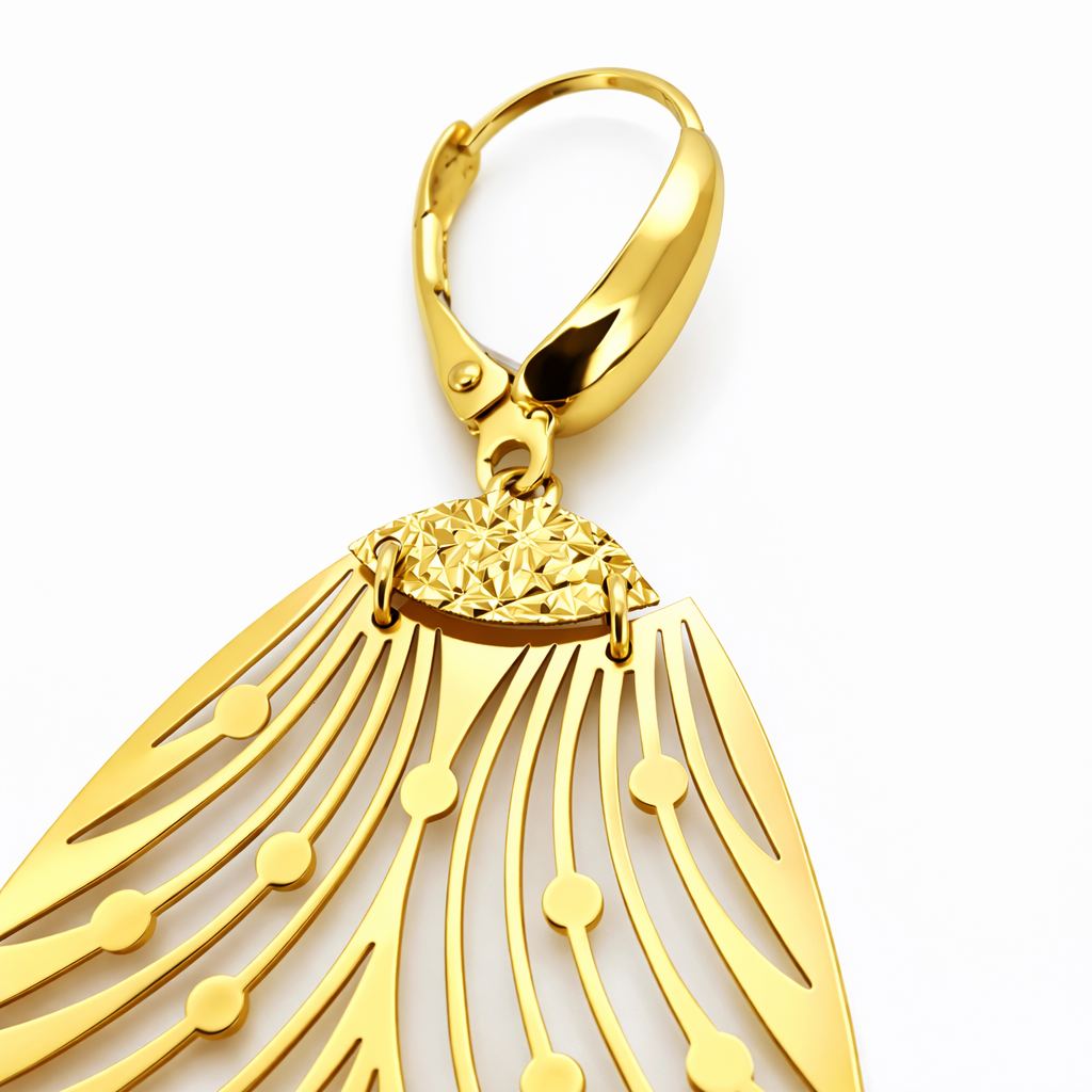 Aros Colgante Ovalado Vintage Oro Amarillo 18K-1