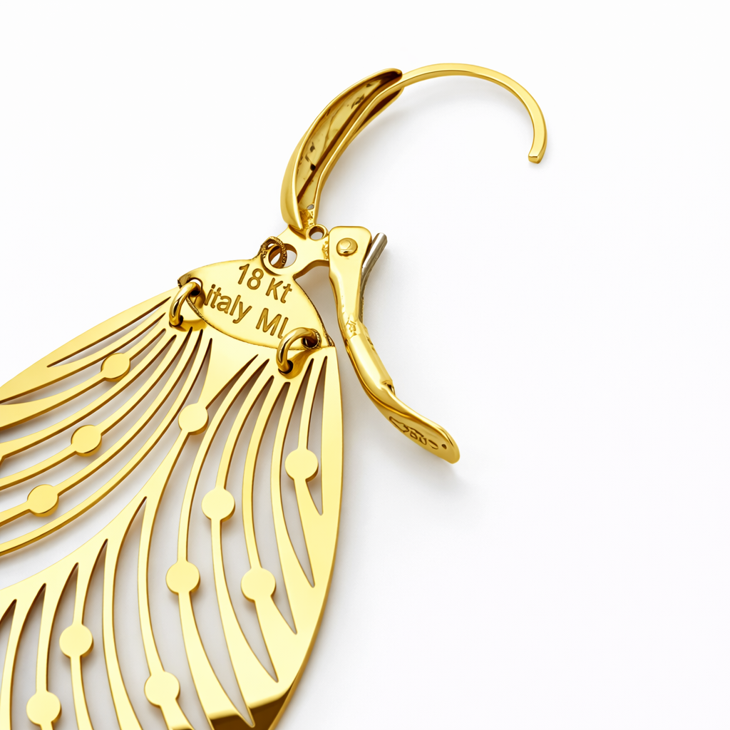 Aros Colgante Ovalado Vintage Oro Amarillo 18K-2