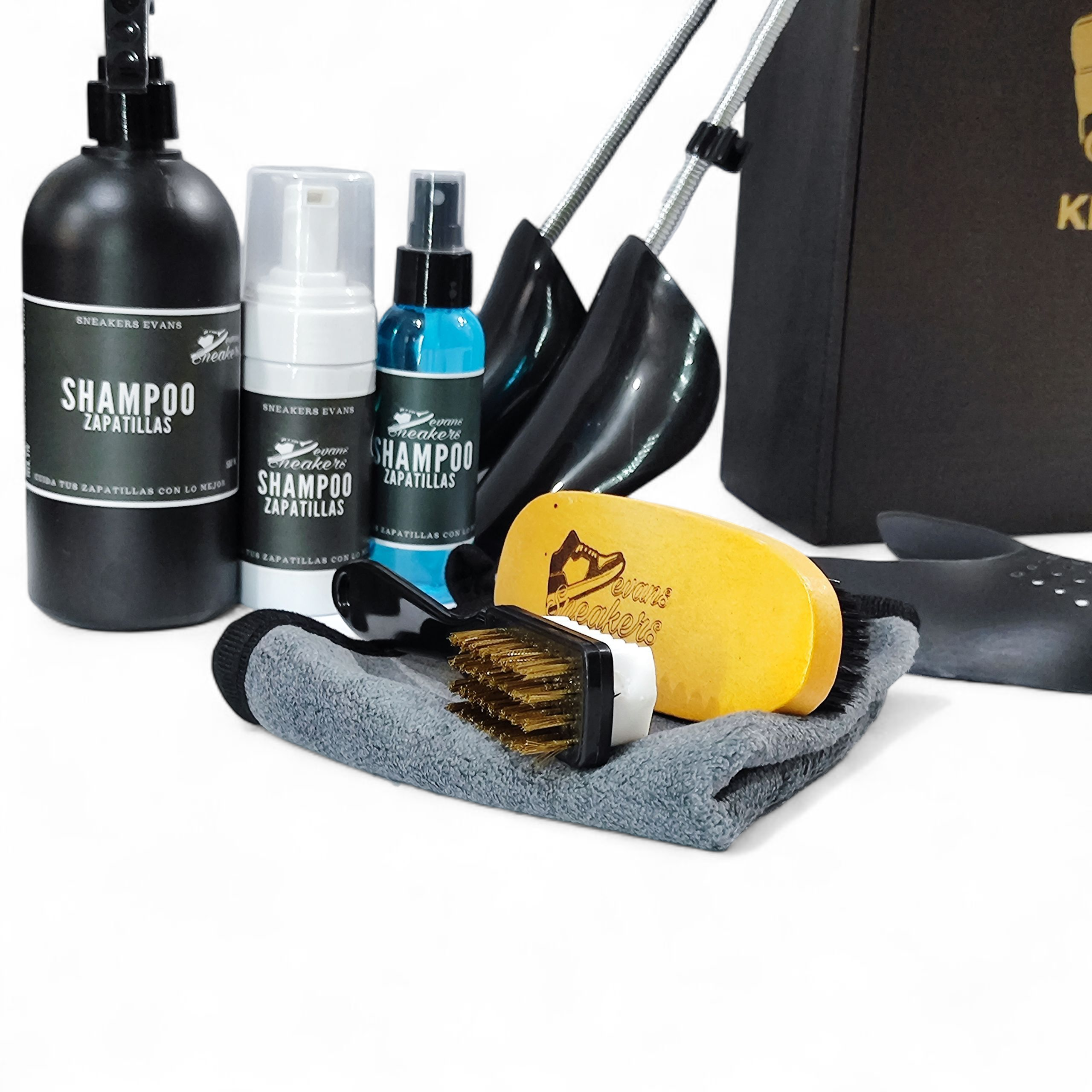3 Shampoo zapatillas + Hormadores + Cepillo de cobre + Shields + Cepillo fineza media + Paño + Goma -3