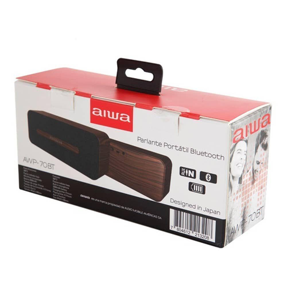 Parlante Portátil Bluetooth Aiwa Elegante Madera Café AWP70BT-6