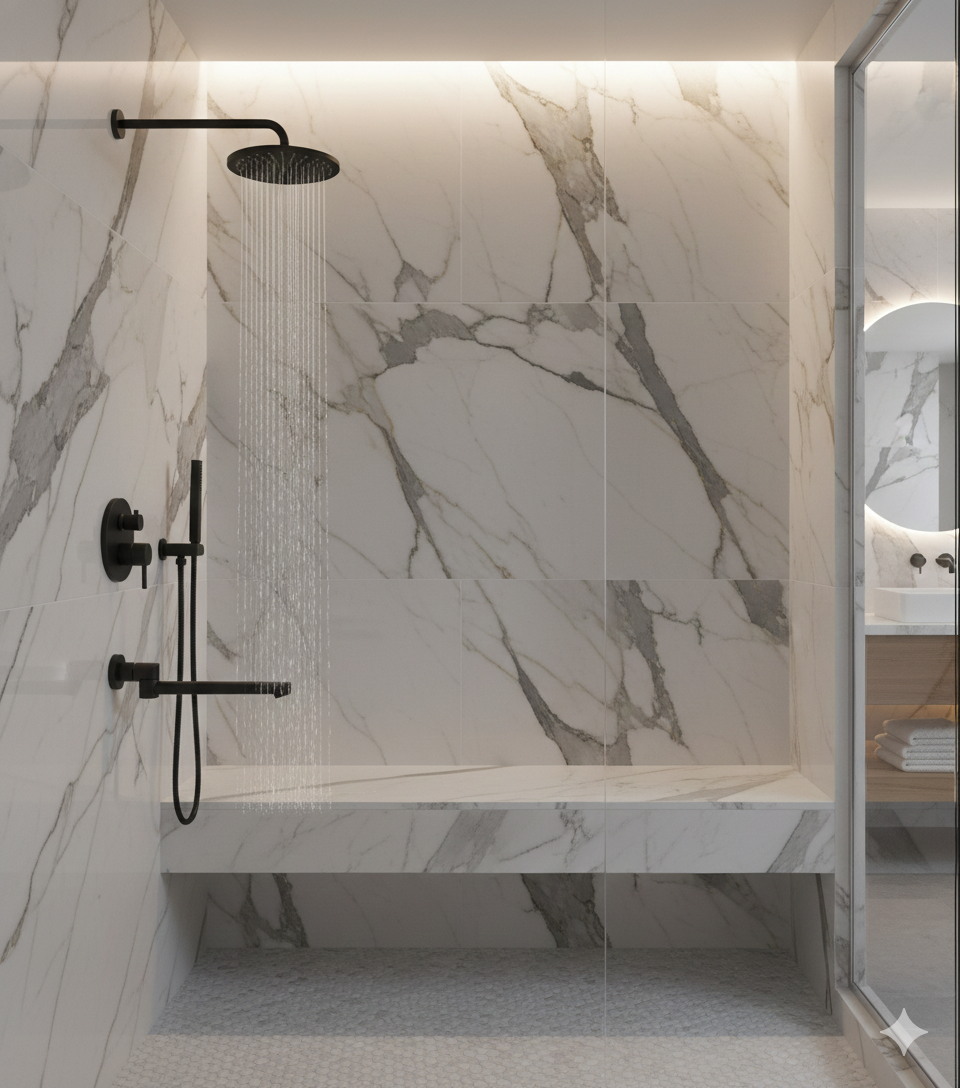 Ducha Empotrada Negra Diseño Minimalista Circular - Negra Mate-2