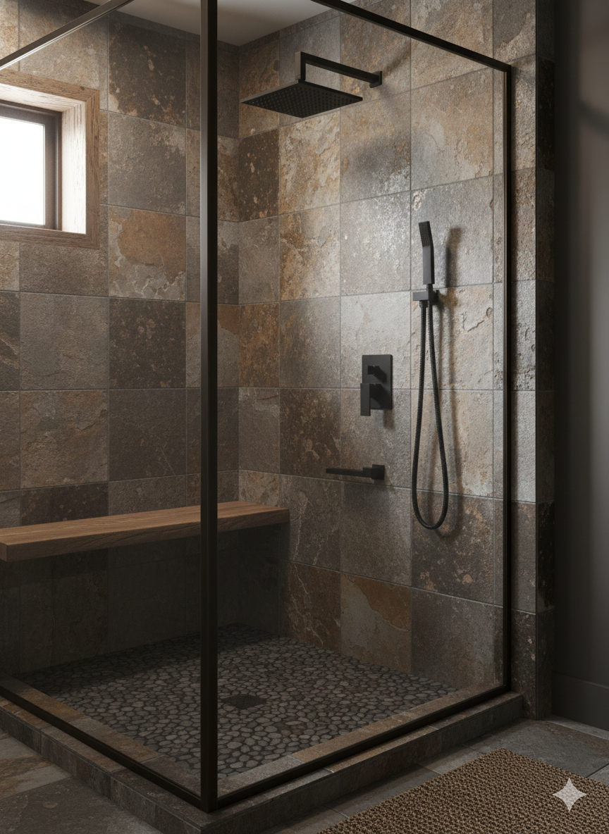 Ducha Empotrada Negra Dise o Minimalista Rectangular Negra Mate-2