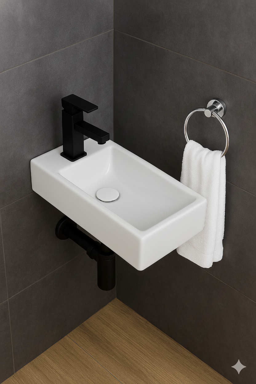 Lavamanos Compacto Estilo Mármol Blanco-2