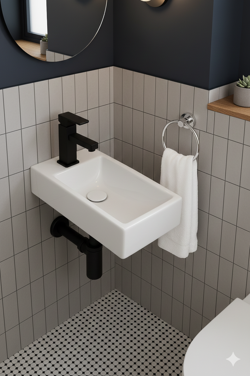 Lavamanos Compacto Estilo Mármol Blanco-3