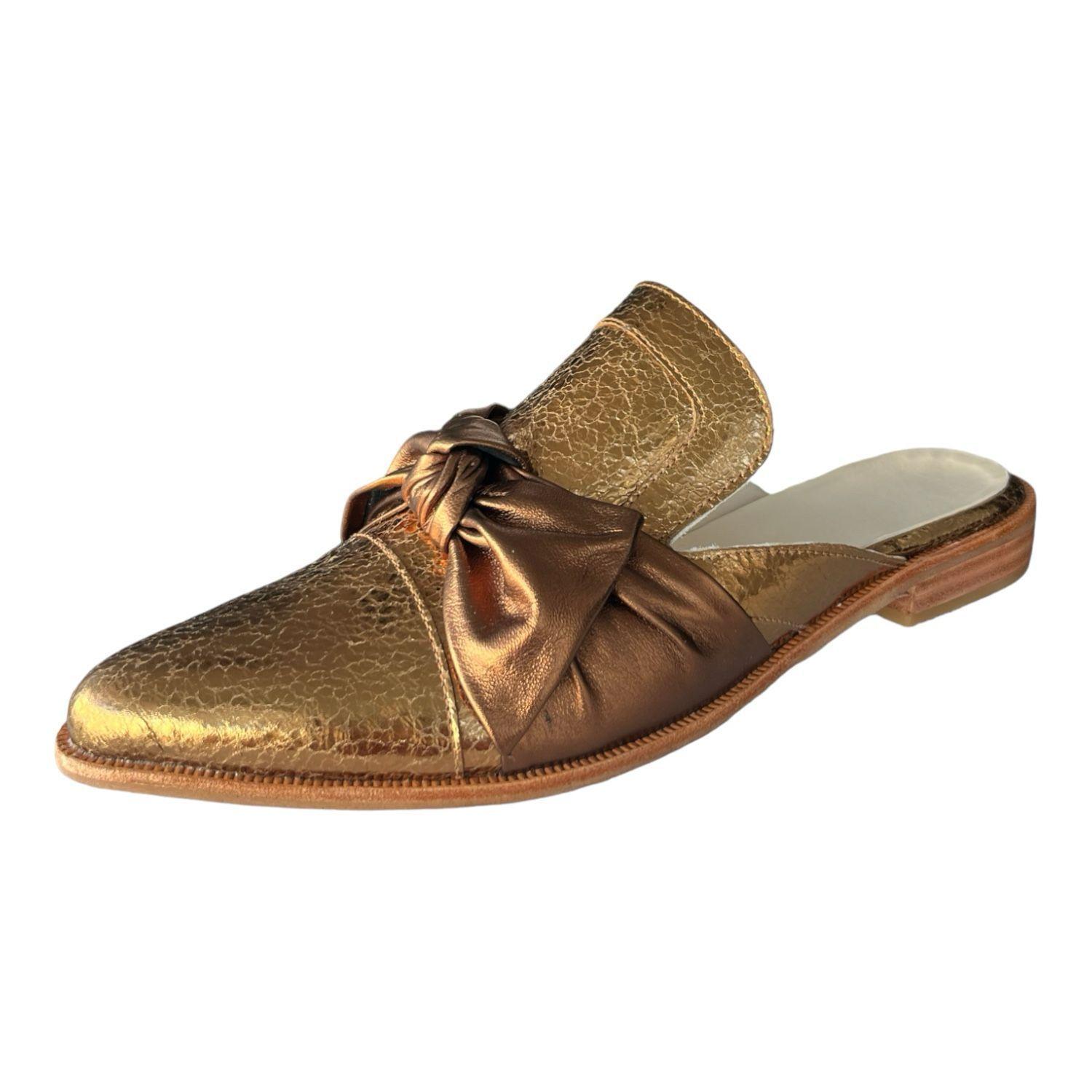 Babucha Cuero Luisa Café Metálico-0