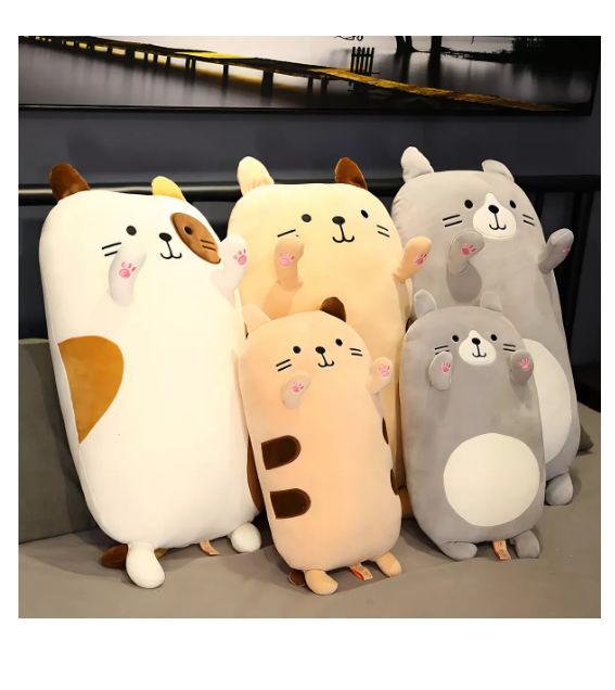 Peluche Almohada Gato Gatito Suave Diseños Kawaii 40cm Color Marrón claro-2