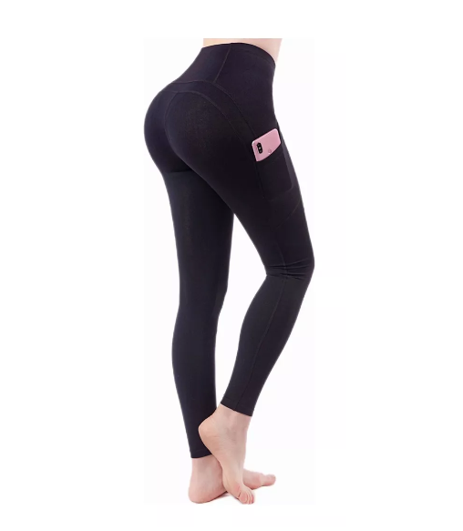 Leggins Mujer Deportivos Licra Gym Moda Bolsa Celular Negro Talla L-0
