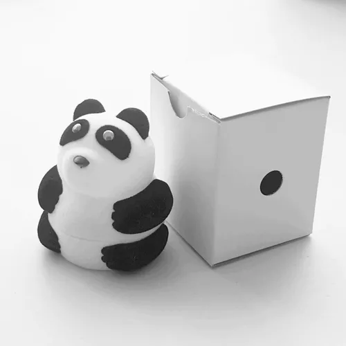Caja Para Aros O Anillo De Panda Terciopelo-0