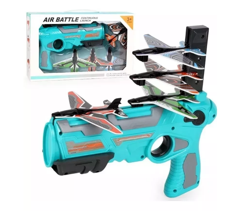 Juguete Pistola Lanzador De Aviones Espuma-3