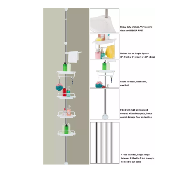 Esquinero De Ducha Multiuso 4 Repisas Ajustable Organizador-1