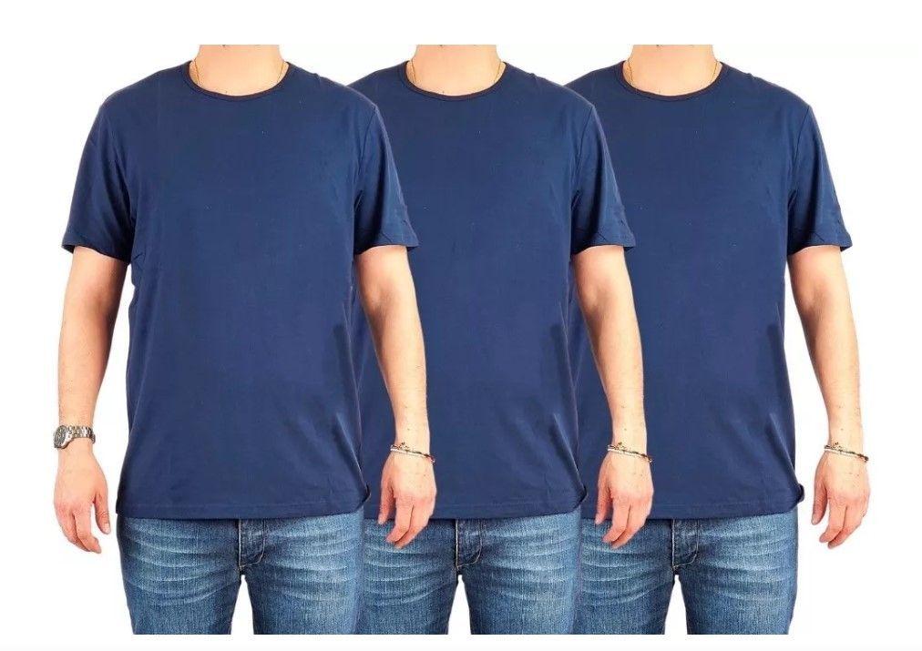 Pack 3 Poleras Algodon Manga Corta Para Estampar. Color Azul Marino. Talla M-0