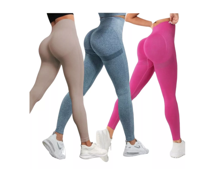 Pack 3 Calzas Deportiva Sin Costura Con Efecto Push Up Talla M-0