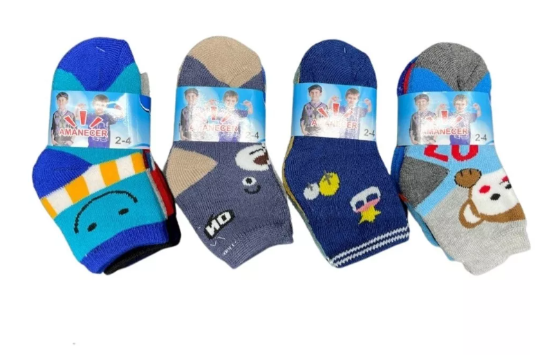 Pack 12.calcetines Con Toalla Invierno Niño Y Niña Gruesos 1 Talla 2-4-1