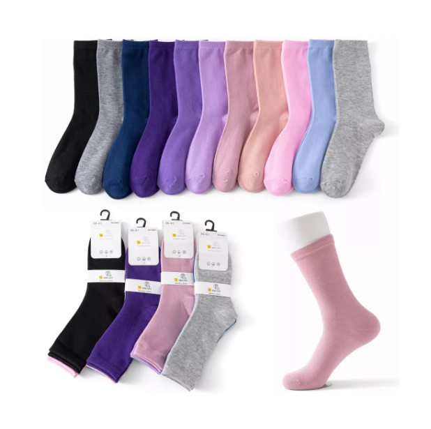 Pack 12 Pares Calcetines Largas Mujer Liso Suaves Bambú 100% Liso-1