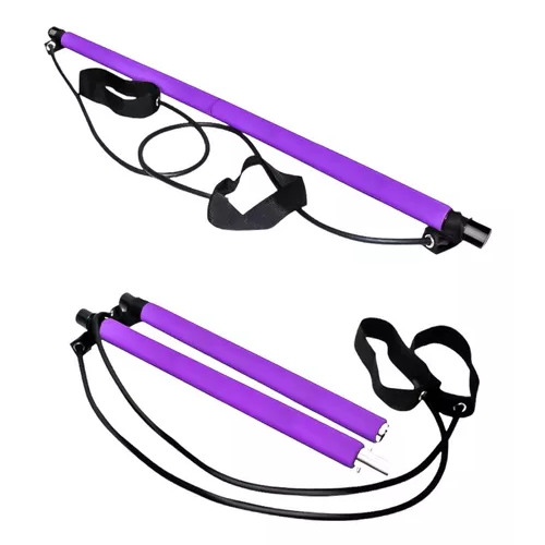 Barra Pilates Con Banda Elásticas Resistencia Yoga / Lhua Color Morado-2